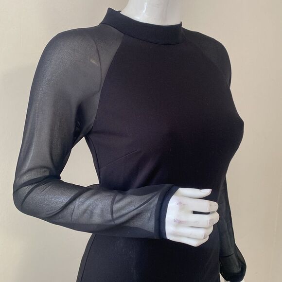 Ted Baker Wrenti Black Bodycon Long Sleeve Cocktail Dress w Exposed Back Zipper - Picture 7 of 13